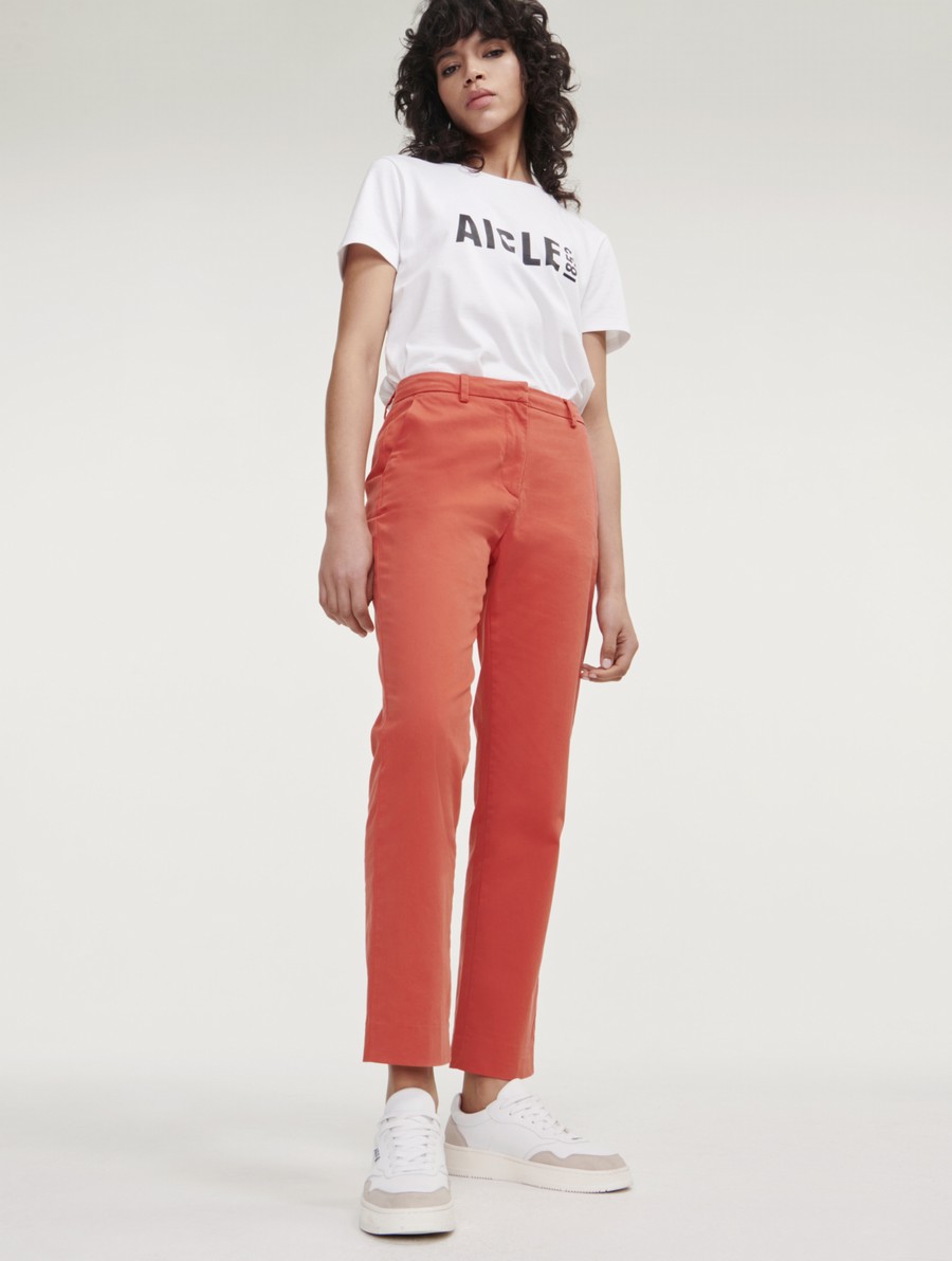 Aigle 7/8 Rechtdoor Chino Broek Dames Oranje | IM781