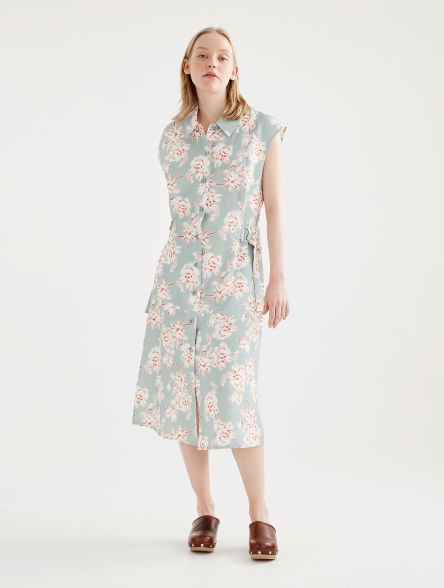 Aigle All Over Fitted Buttoned Midi Jurken Dames Lichtblauw | ZG297