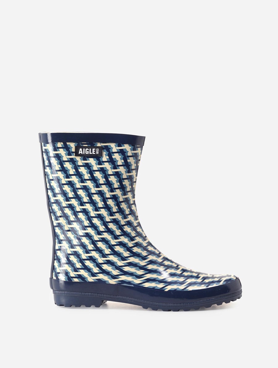 Aigle Ankle Printed Regenlaarzen Dames Donkerblauw | PM174