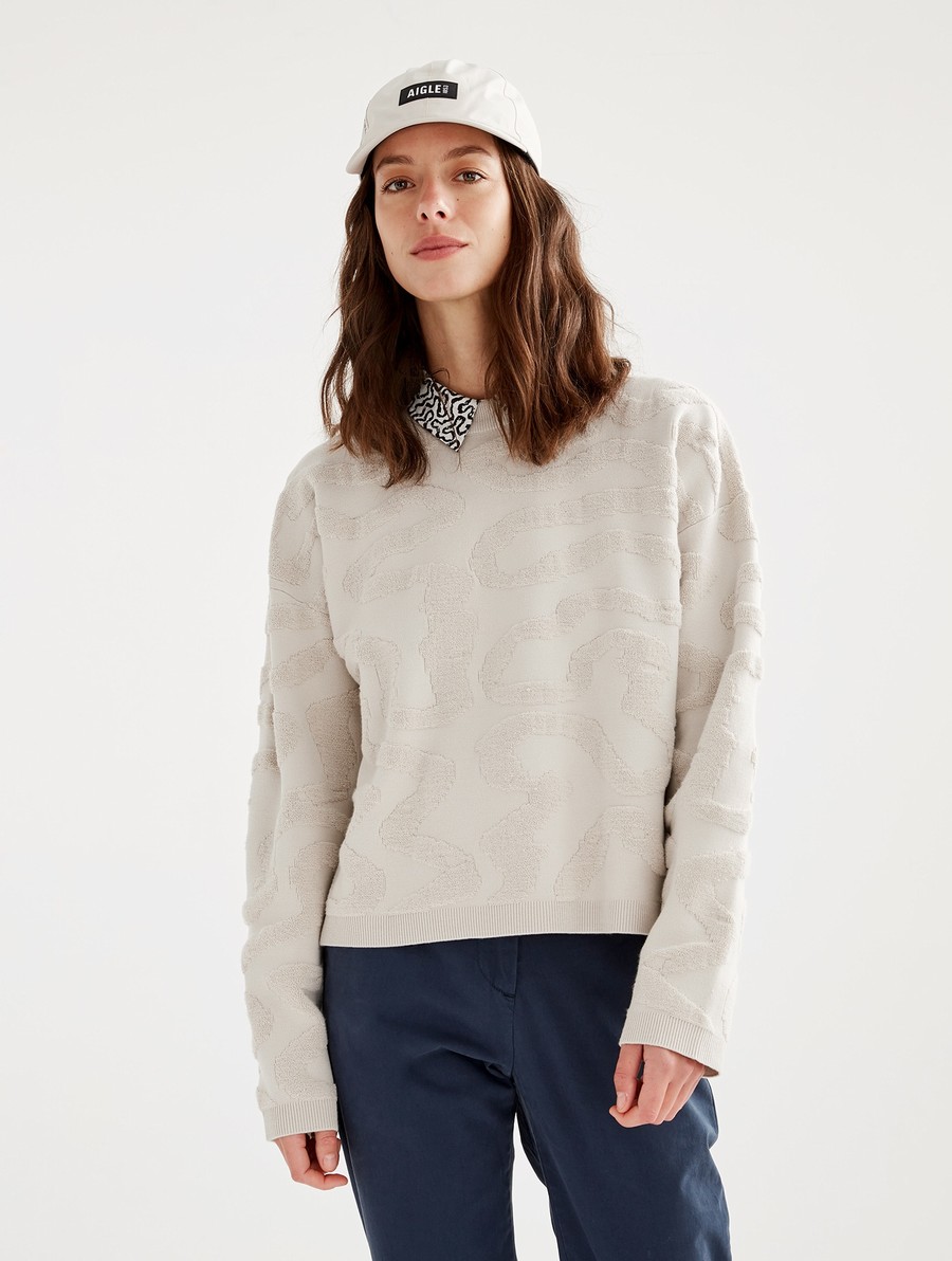 Aigle Crew Neck With Vermiculated Jacquard Jumpers Dames Grijs | RR272