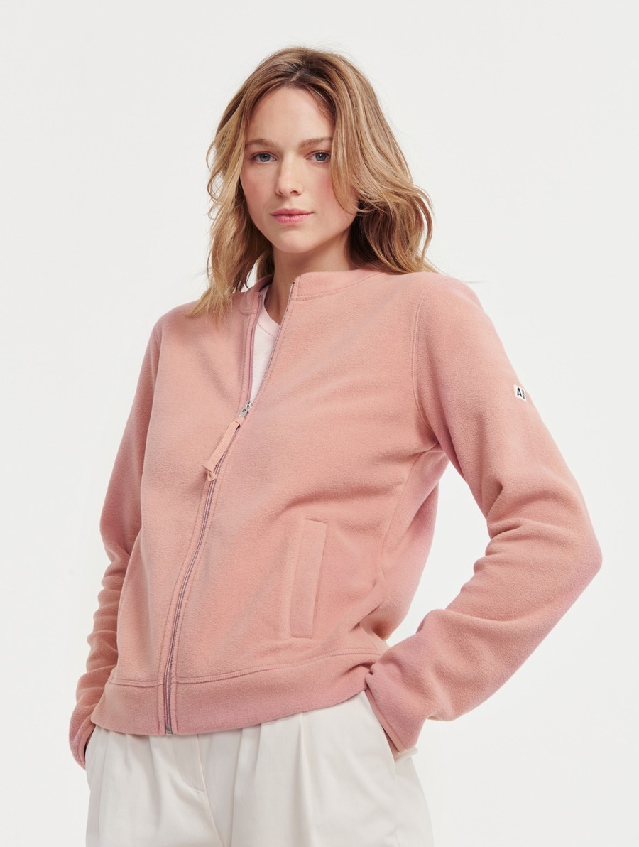 Aigle Crew Neck Zipped Fleece Jassen Dames Roze | PB355