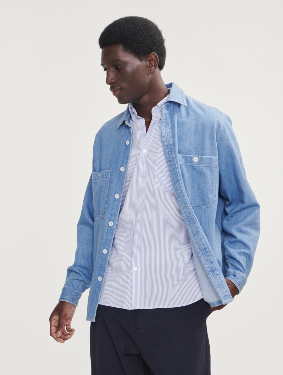 Aigle Denim Long Sleeve Overhemd Heren Blauw | AU142