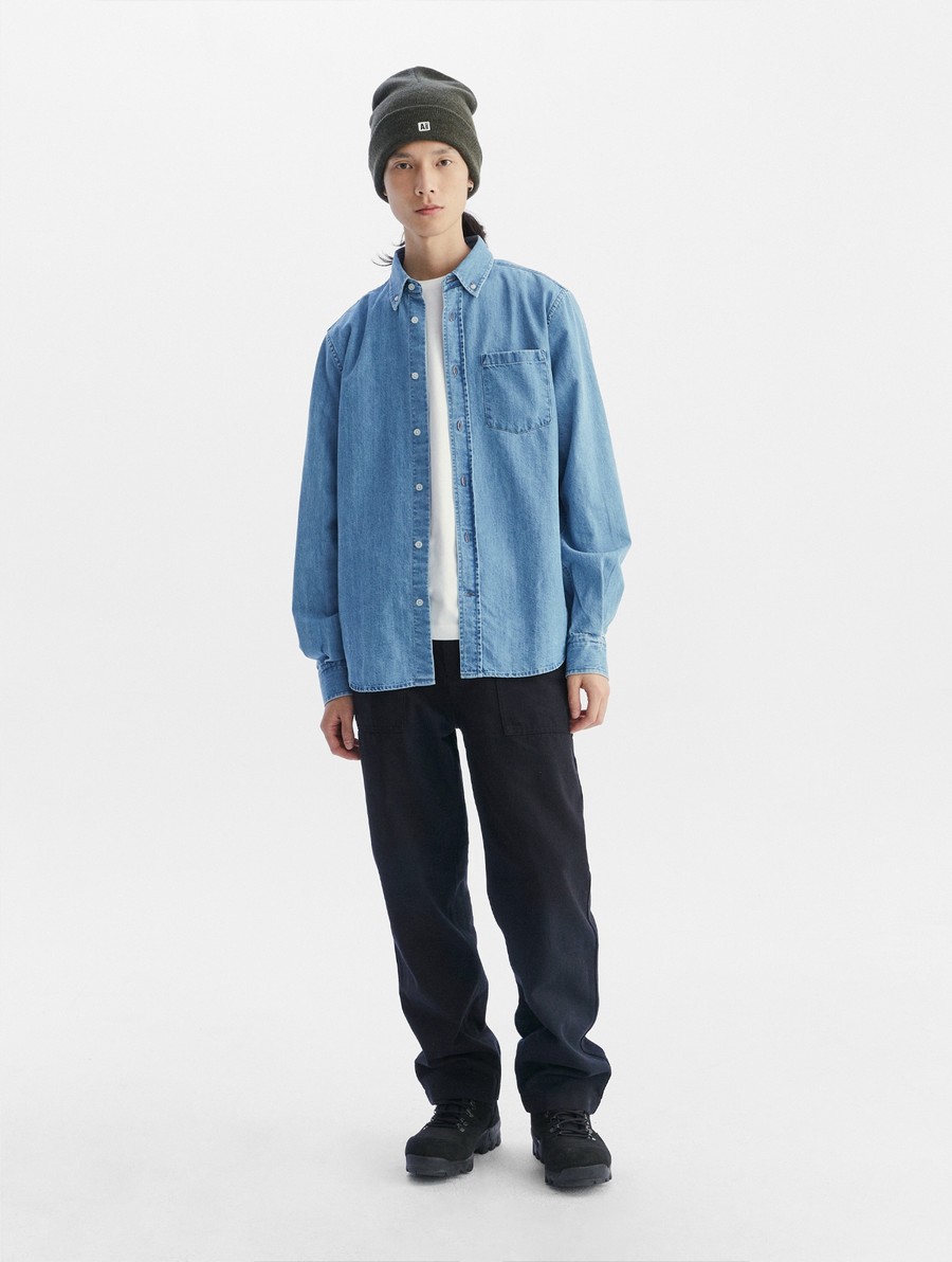 Aigle Denim Long Sleeve Overhemd Heren Lichtblauw | WX093