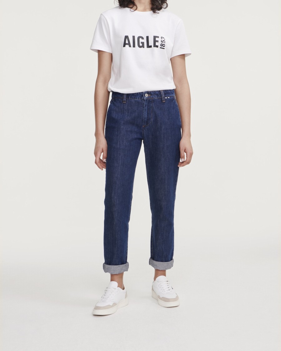 Aigle Denim Rechtdoor-leg Broek Dames Blauw | AL376