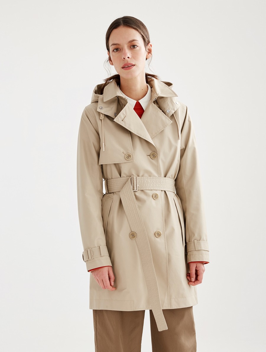 Aigle Detachable Hood Kort Gore-tex Trenchcoat Dames Beige | EW772