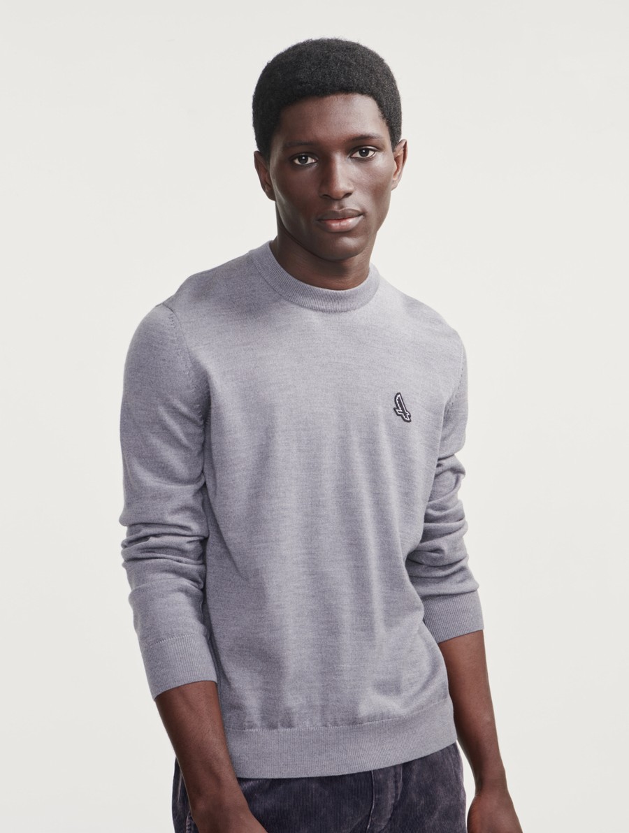 Aigle Fine Gauge Crew Neck Jumpers Heren Grijs | QE742