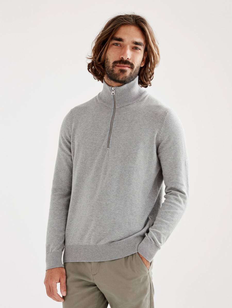 Aigle Fine Gauge Half-zip High-neck Jumpers Heren Grijs | PY599