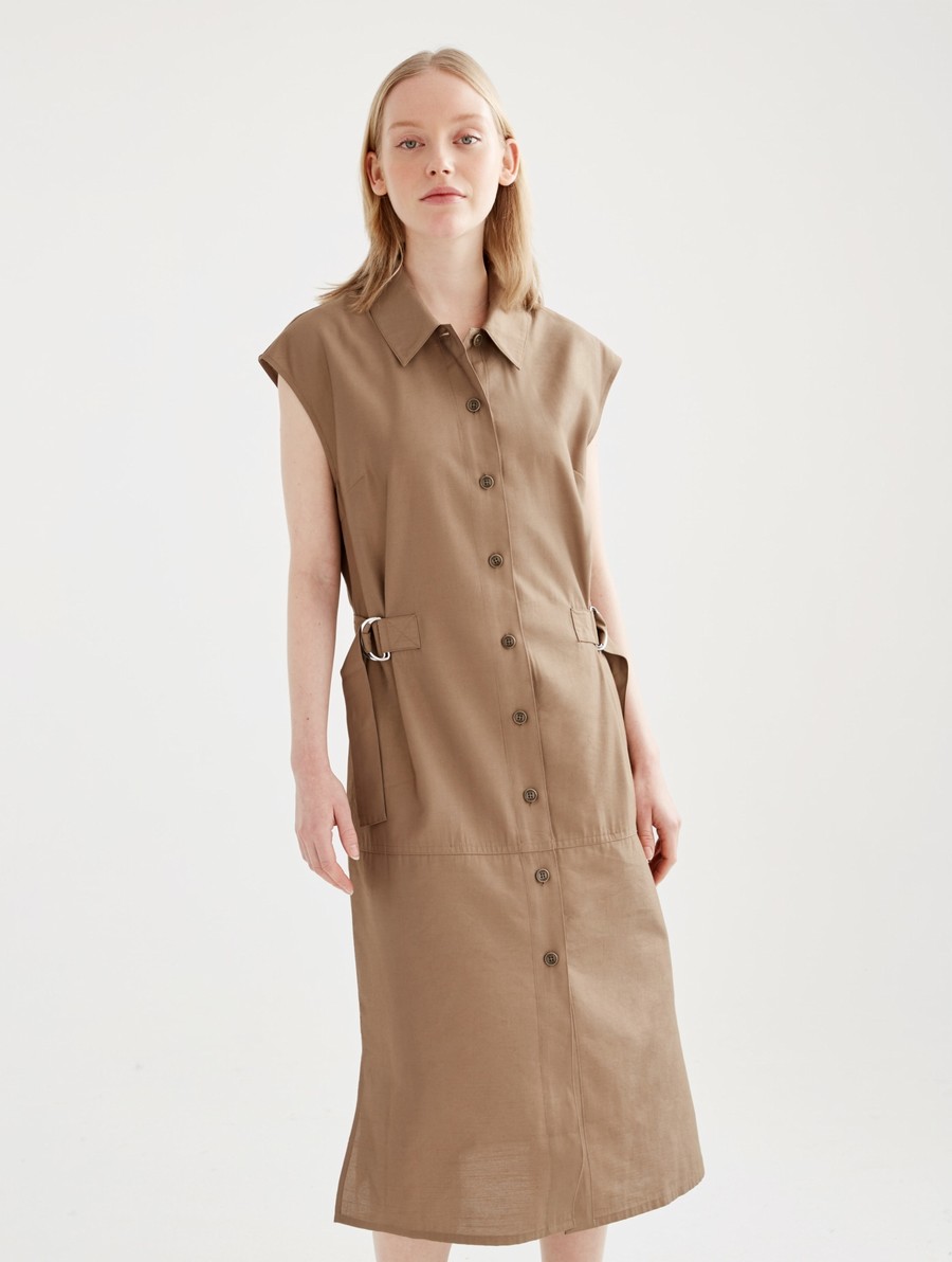 Aigle Fitted Buttoned Midi Jurken Dames Bruin | NY499