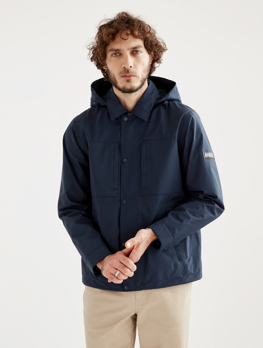Aigle Gore-tex Kort Detach Hood Parka Heren Donkerblauw | NG745