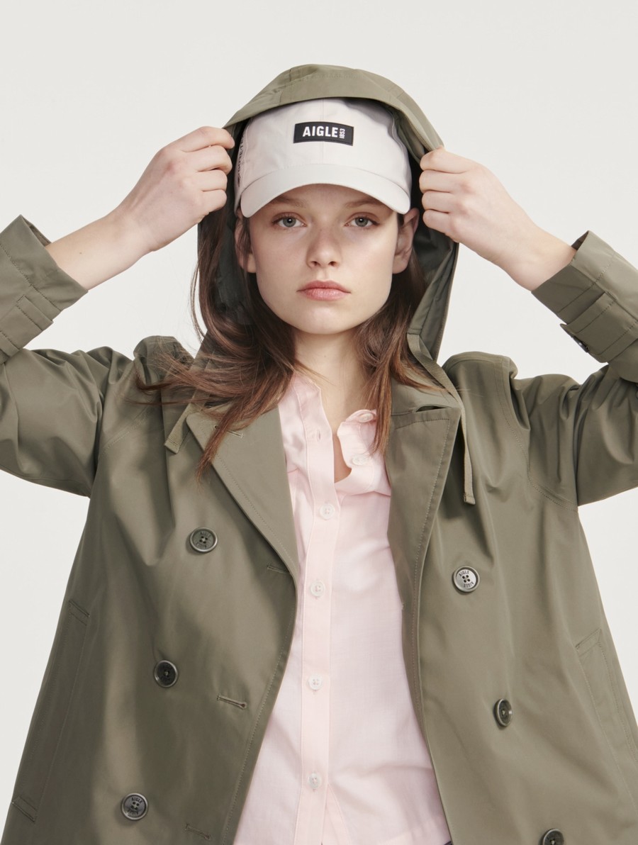 Aigle Gore-tex Kort Inspi Trenchcoat Dames Olijfgroen | EH960