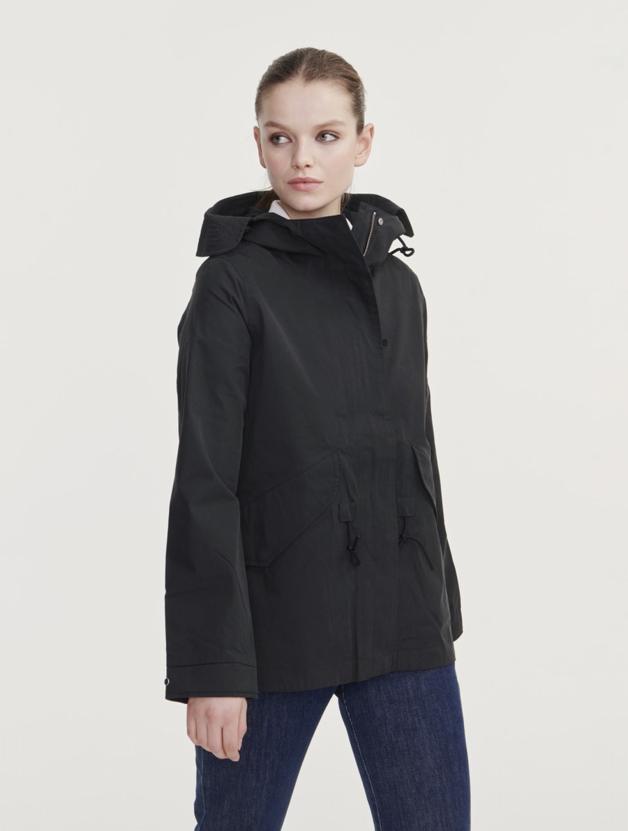 Aigle Iconic Kort Met Capuchon Fishtail Mtd Jassen Dames Zwart | XK916