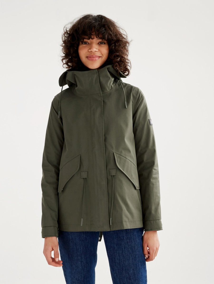 Aigle Iconic Kort Met Capuchon Fishtail Mtd Jassen Dames Groen | ZE847