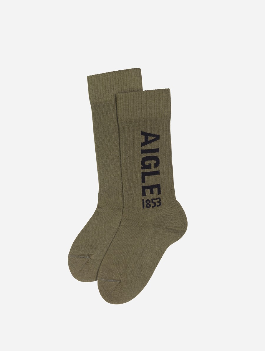 Aigle Jacquard Sokken Heren Olijfgroen | QF345