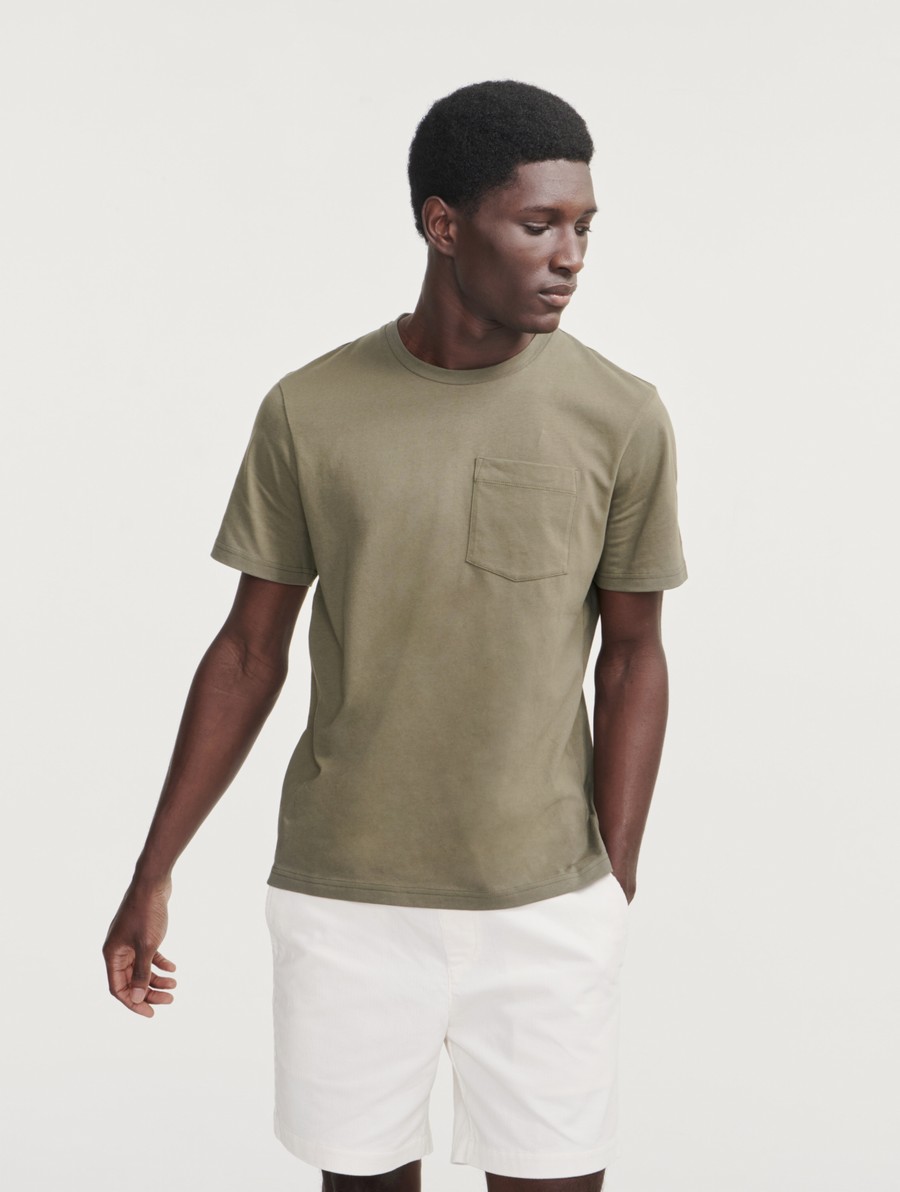 Aigle Jersey Pocket Crew Neck T-shirts Heren Olijfgroen | OT338