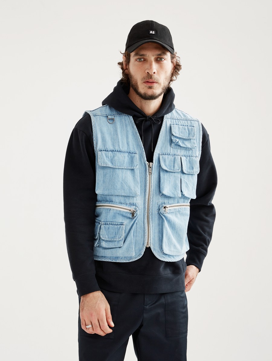 Aigle Kort Denim Mouwloos Gilet Heren Blauw | KF626