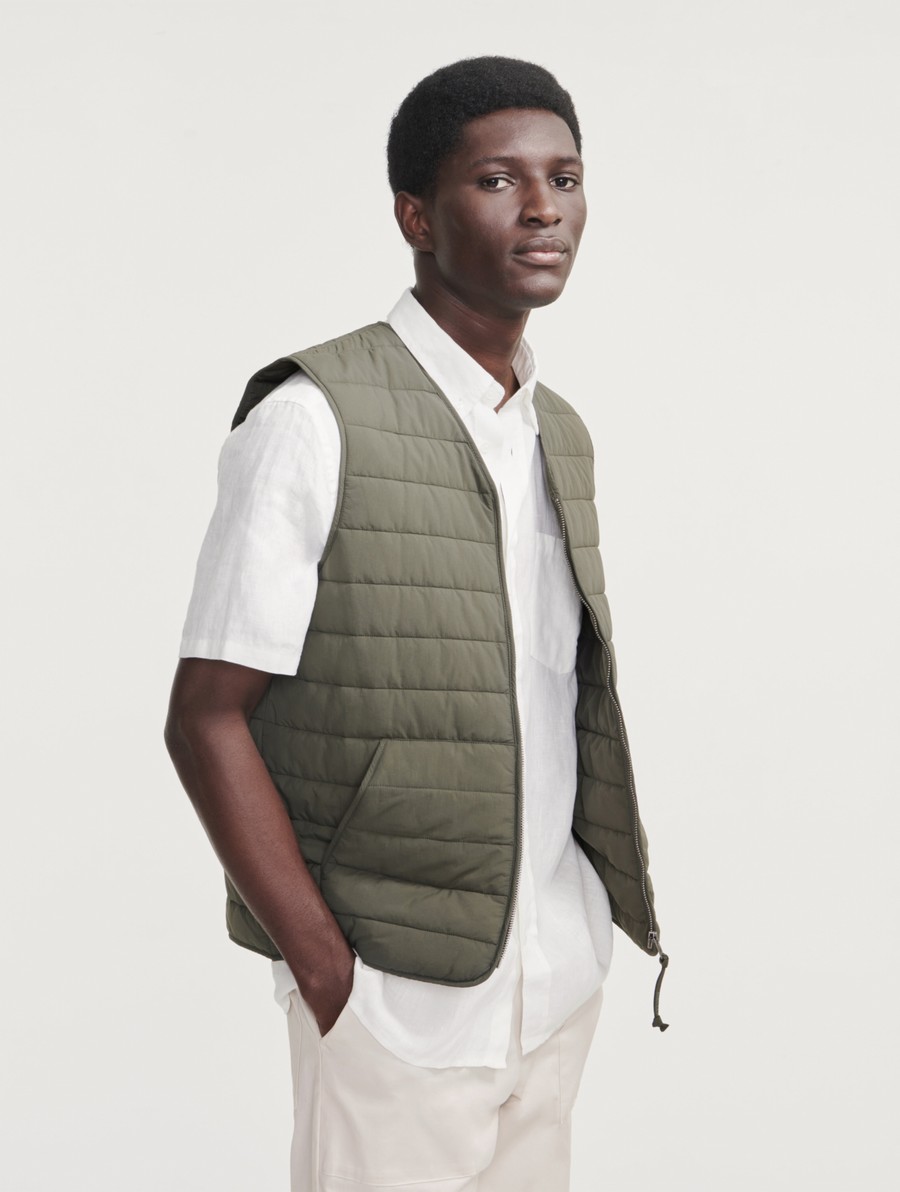 Aigle Kort Dupont Sorona Gewatteerd Wr Sleevelest Gilet Heren Olijfgroen | AN602