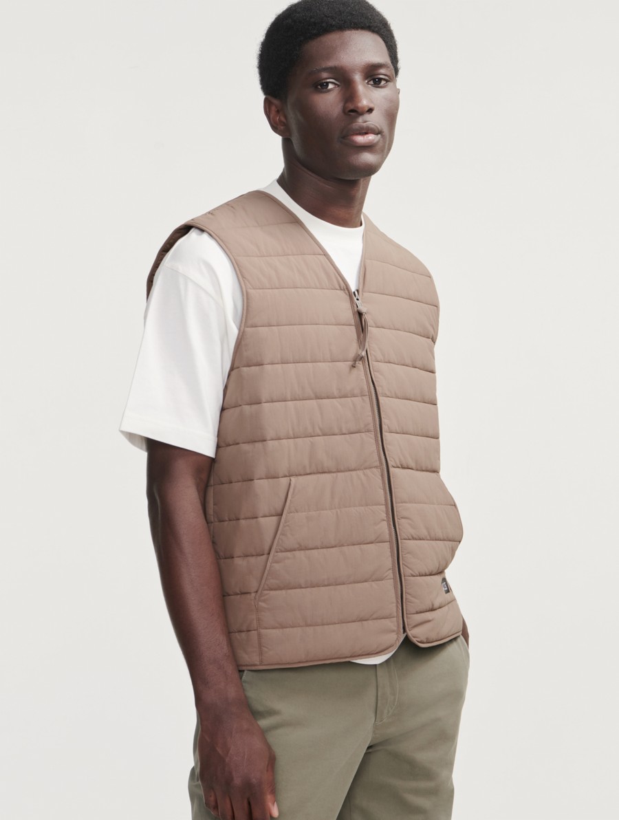 Aigle Kort Dupont Sorona Gewatteerd Wr Sleevelest Gilet Heren Beige | OM111