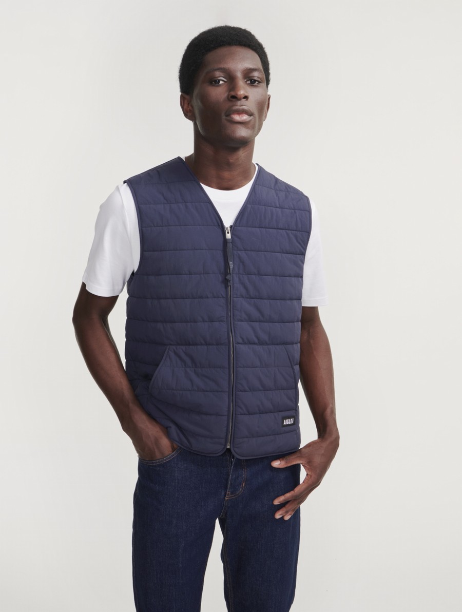 Aigle Kort Dupont Sorona Gewatteerd Wr Sleevelest Gilet Heren Donkerblauw | TM115