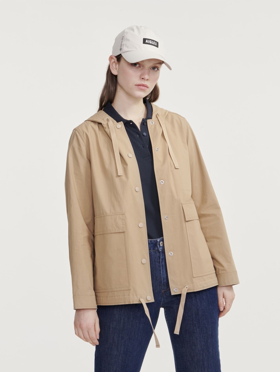 Aigle Kort Hoody Gros Grain Parka Dames Bruin | DZ765