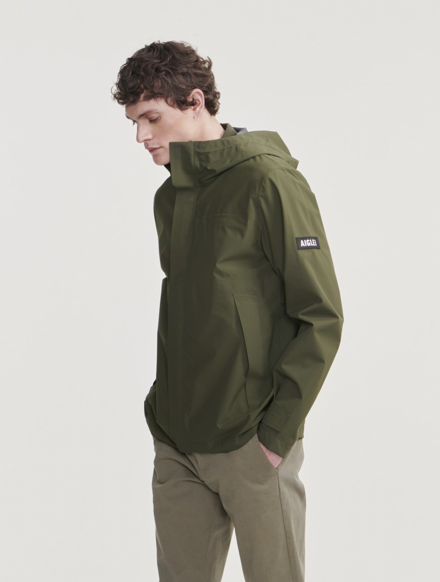 Aigle Kort Met Capuchon Mtd Jassen Heren Olijfgroen | YL717