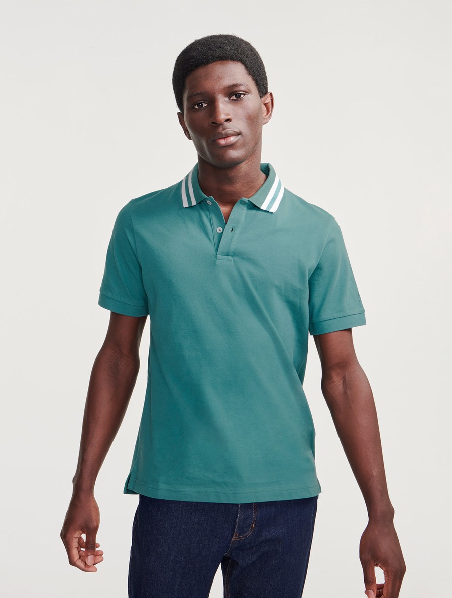 Aigle Kort Sleeve Double-band Collar Poloshirt Heren Turquoise | NW051