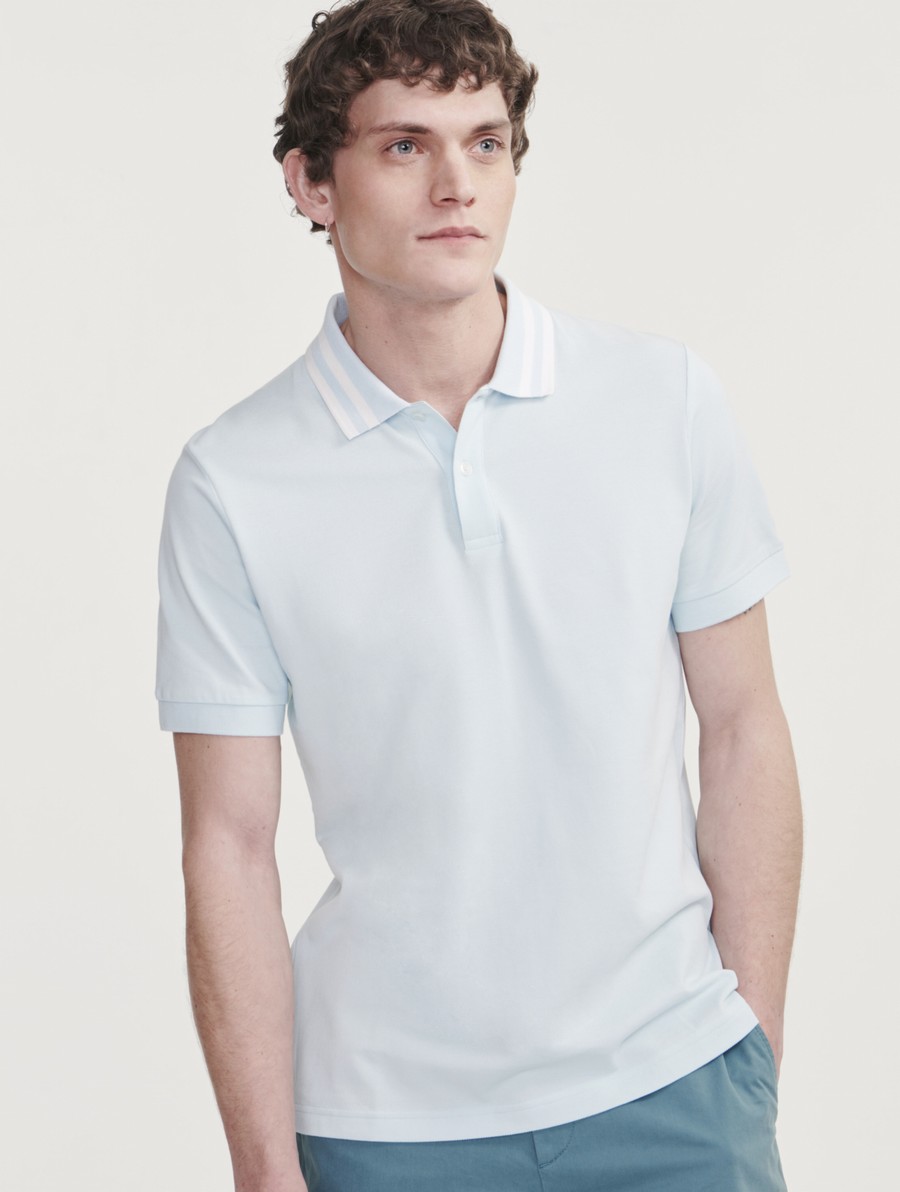 Aigle Kort Sleeve Double-band Collar Poloshirt Heren Lichtblauw | SM937