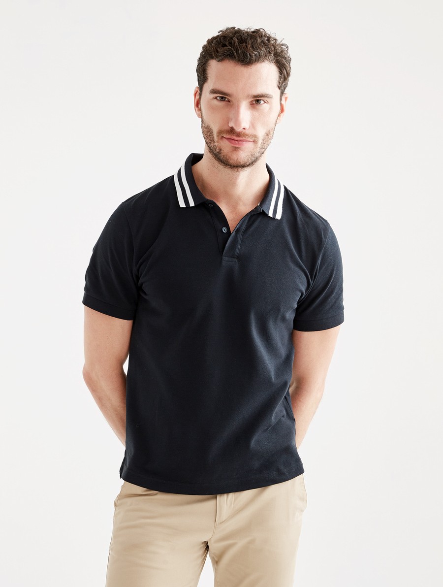 Aigle Kort Sleeve Double-band Collar Poloshirt Heren Zwart | TK827