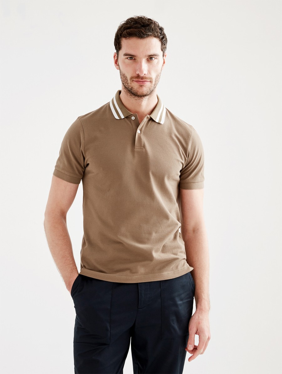 Aigle Kort Sleeve Double-band Collar Poloshirt Heren Bruin | YT430