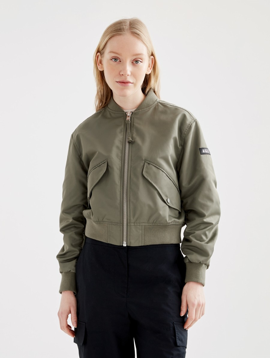 Aigle Kort Water-repellent Jassen Dames Olijfgroen | AL950