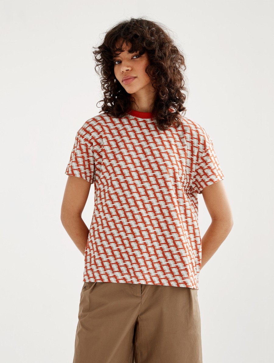 Aigle Kort-sleeved All Over T-shirts Dames Rood | NH056