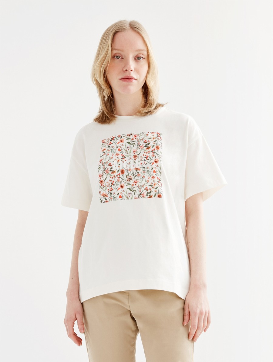 Aigle Kort-sleeved Liberty & Print T-shirts Dames Wit | YU218