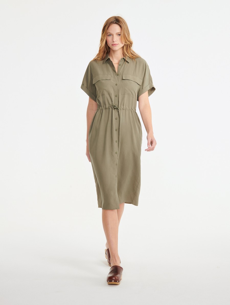 Aigle Kort-sleeved Shirt Jurken Dames Olijfgroen | IK435