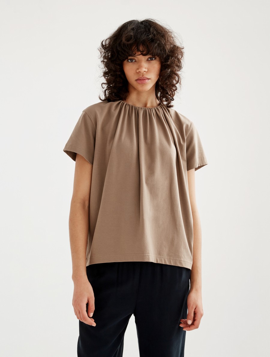 Aigle Kort-sleeved With Gathered Neckline T-shirts Dames Bruin | HN341