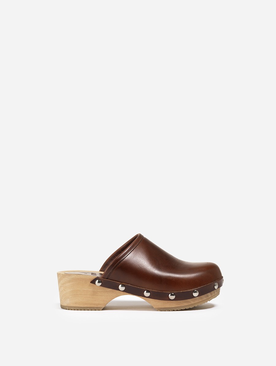 Aigle Leren And Wood Klompen Dames Bruin | DQ168