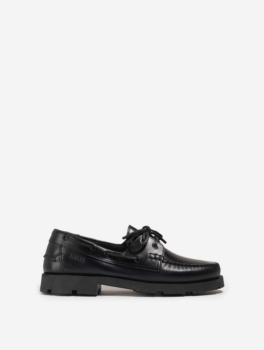 Aigle Leren On Our Iconic Timeless Outsole Bootschoenen Heren Zwart | FS567