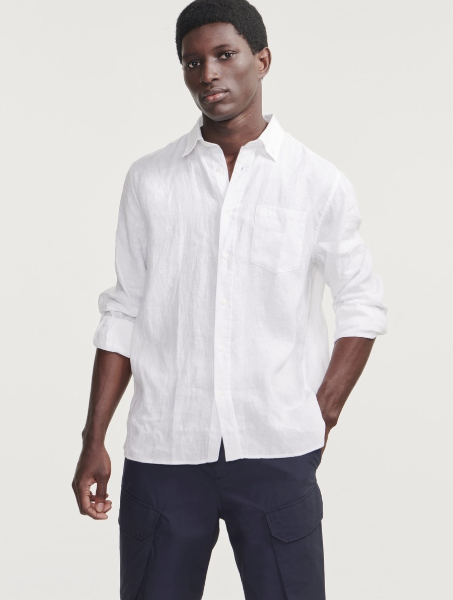 Aigle Linen Long Sleeve Overhemd Heren Wit | NC179
