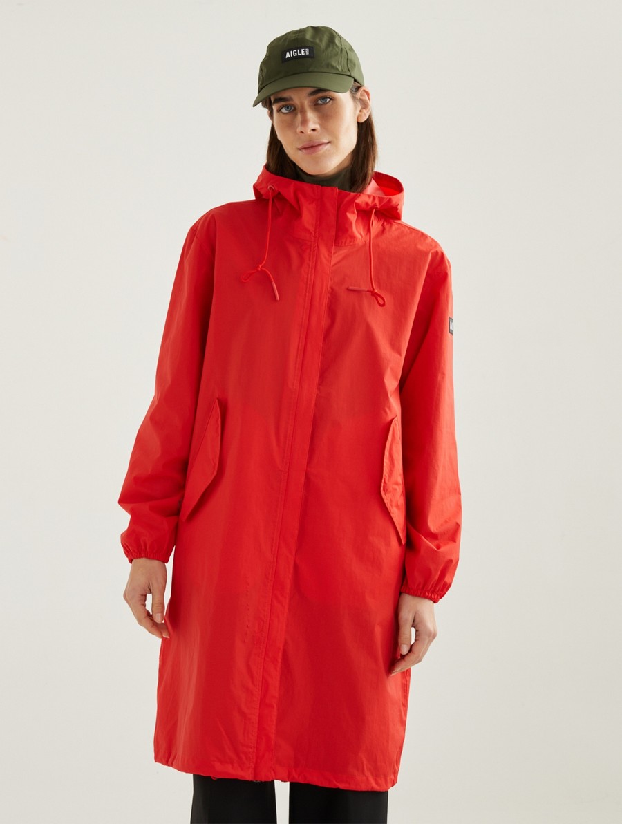 Aigle Long Hood Mtd Parka Dames Rood | SJ040