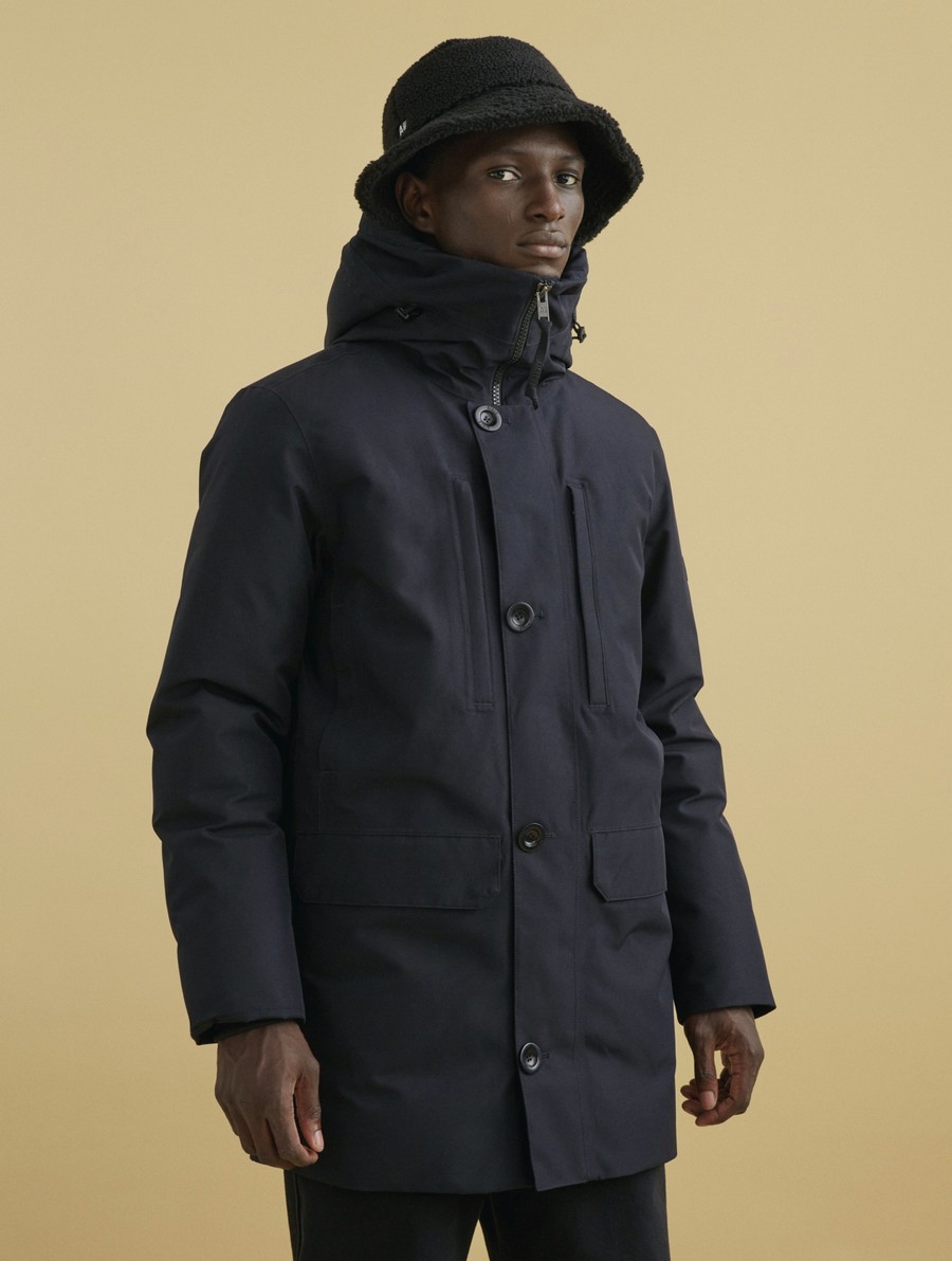 Aigle Long Met Capuchon Down Gore-tex Parka Heren Zwart | RJ218