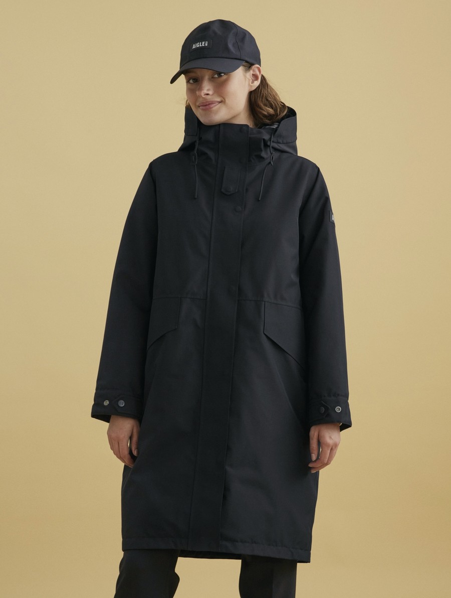 Aigle Long Met Capuchon Gore-tex Parka Dames Zwart | SE538