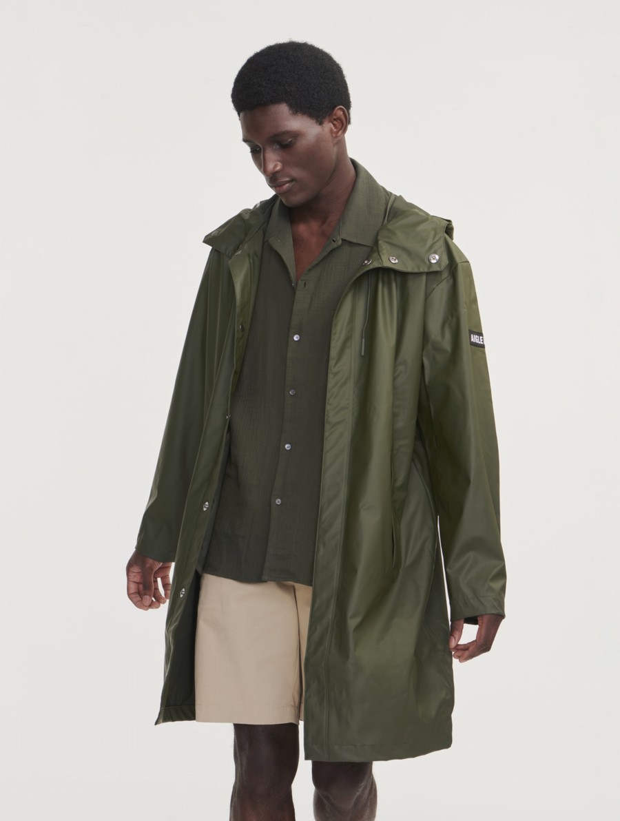 Aigle Long Met Capuchon Waterdichte Parka Heren Olijfgroen | WU469