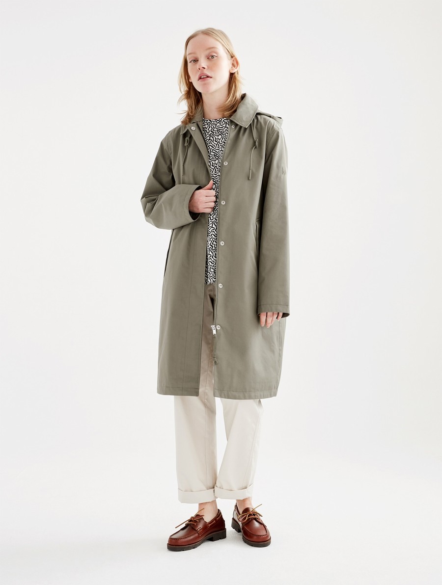 Aigle Long Mtd Met Capuchon Parka Dames Olijfgroen | TM347
