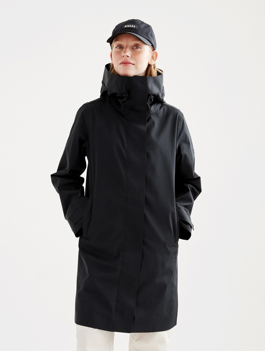 Aigle Long Mtd Parka Dames Zwart | XE823