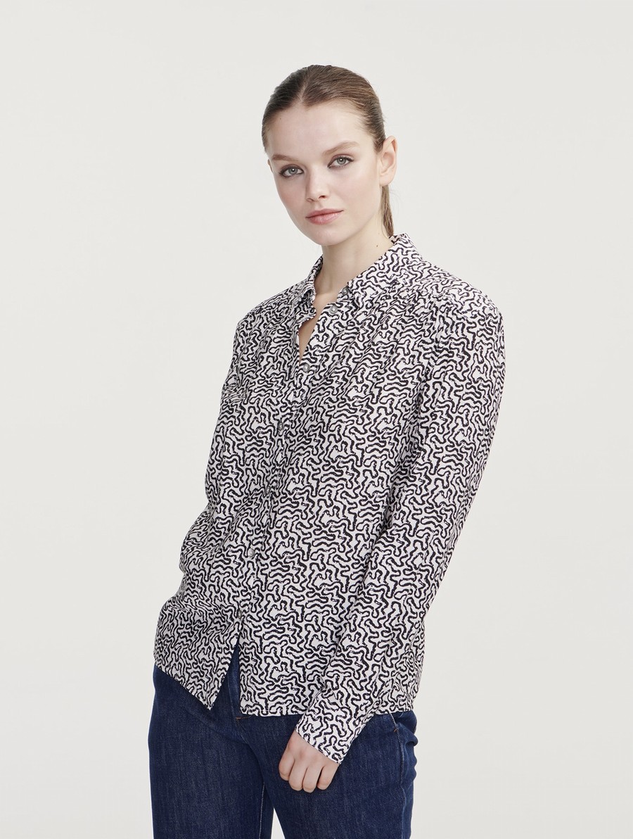 Aigle Long-sleeved Gathered At The Shoulders Overhemd Dames Zwart | GV430