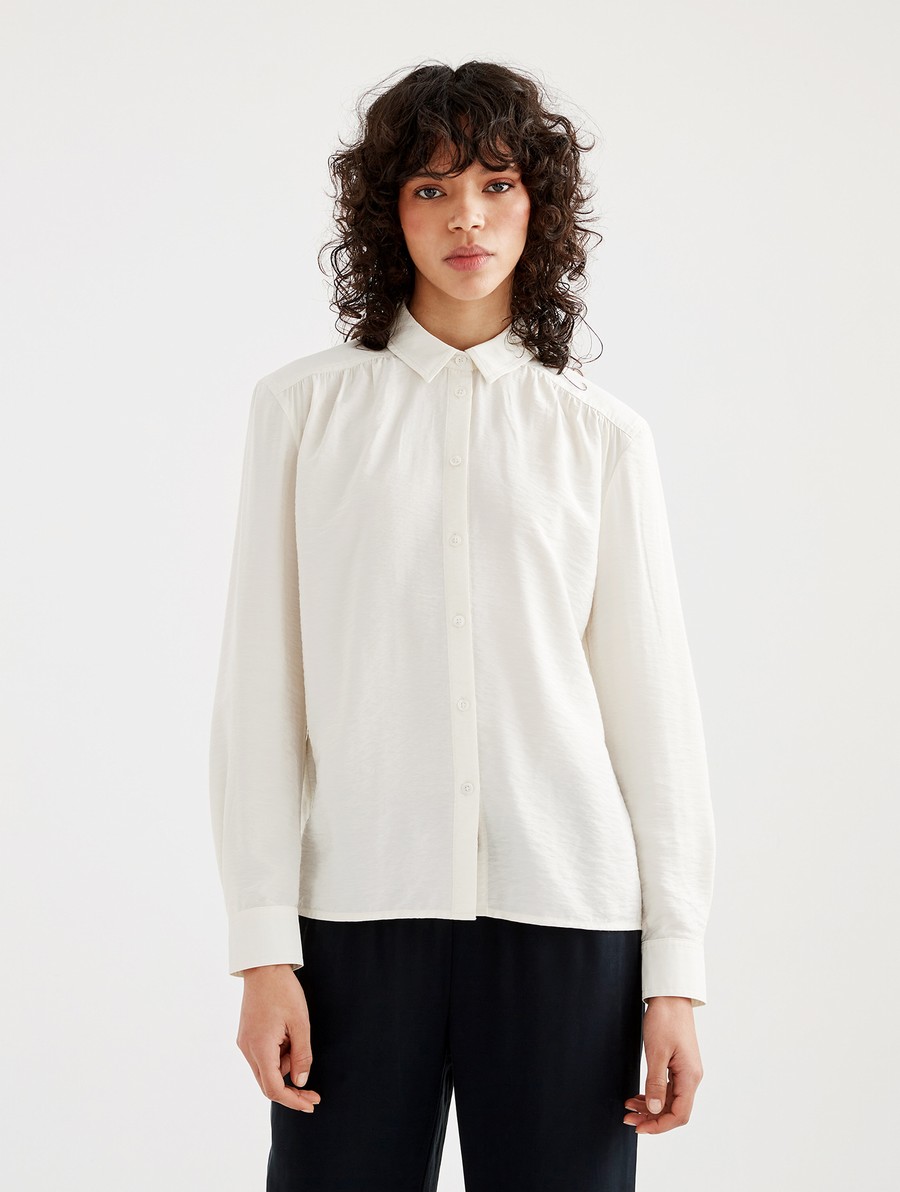 Aigle Long-sleeved Gathered At The Shoulders Overhemd Dames Wit | JP485