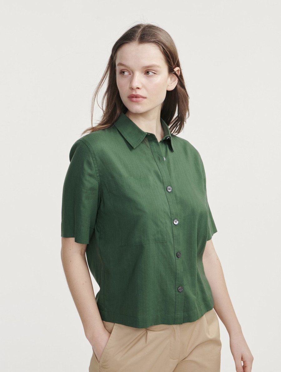 Aigle Loose Fit Kort-sleeved Overhemd Dames Groen | YF570