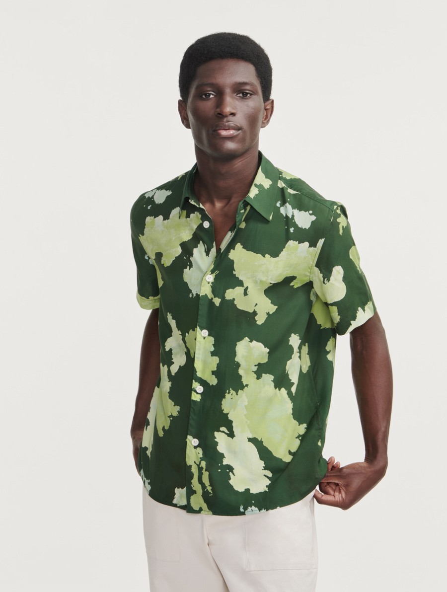 Aigle Lyocell Printed Kort Sleeve Overhemd Heren Groen | MZ477