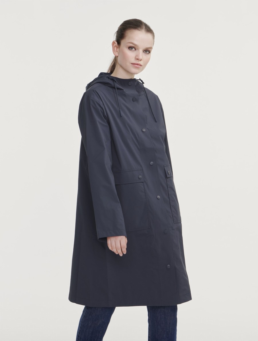 Aigle Met Capuchon Mtd Long Regenjassen Dames Donkerblauw | DN270