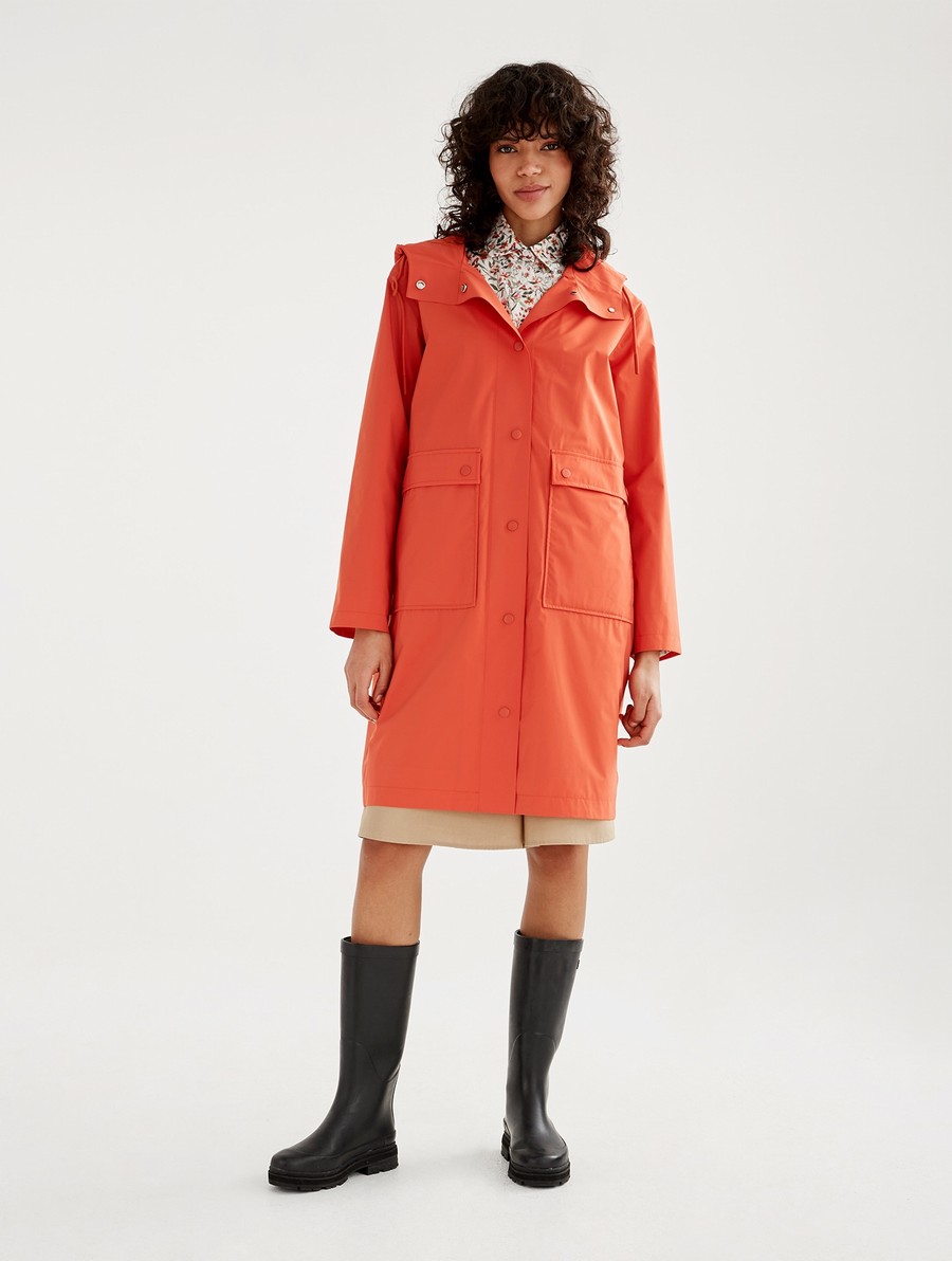 Aigle Met Capuchon Mtd Long Regenjassen Dames Oranje | MO645