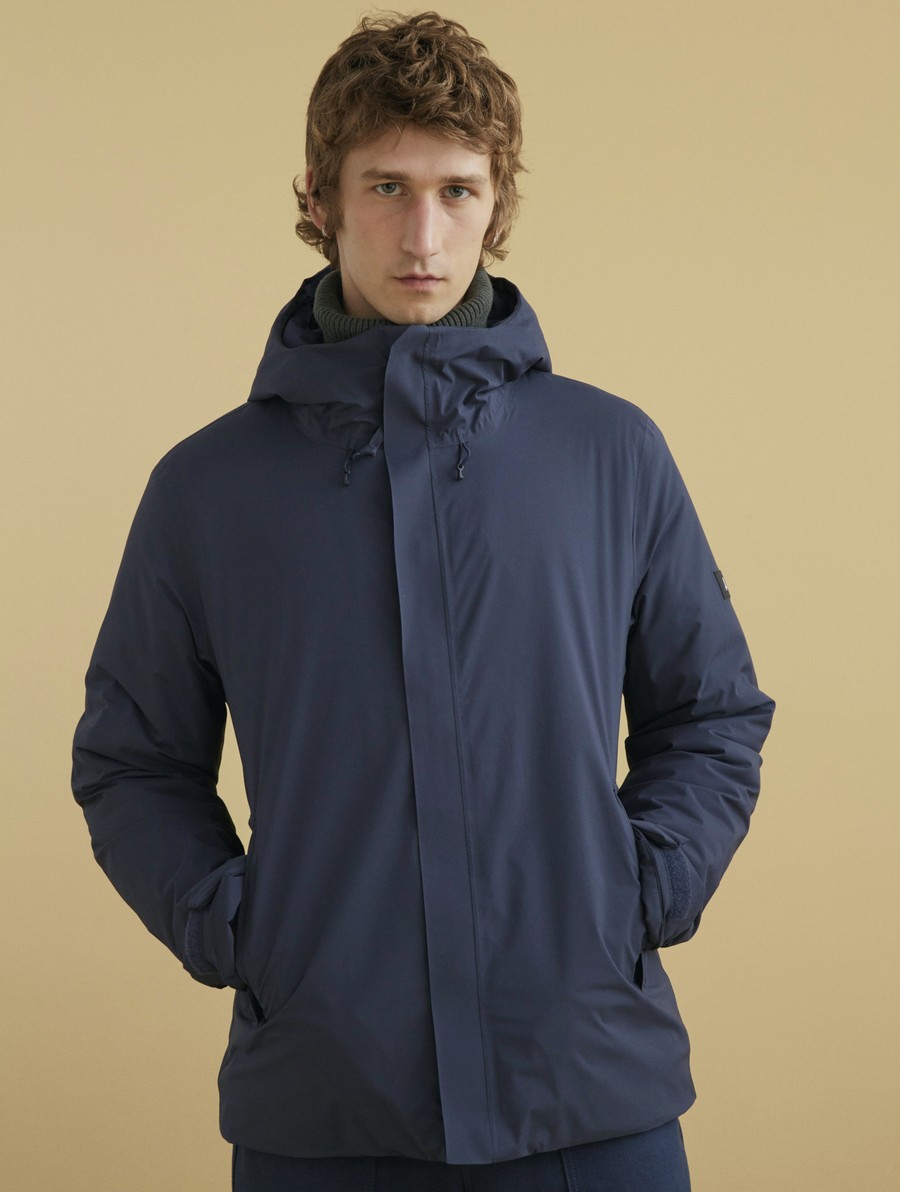 Aigle Mid-length Met Capuchon Dupont Sorona Gewatteerd Mtd Jassen Heren Donkerblauw | AB982