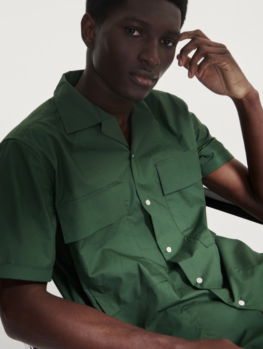 Aigle Military Kort Sleeve Overhemd Heren Groen | AB134